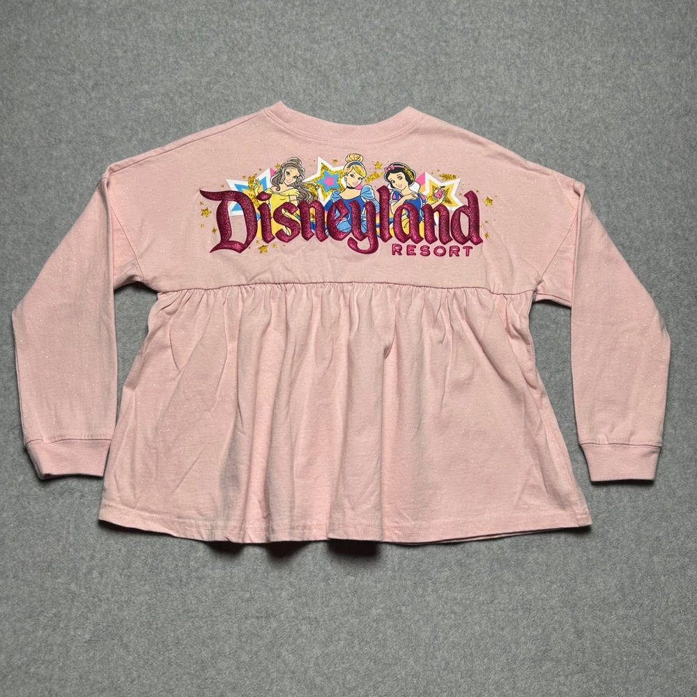 Disneyland Spirit Jersey Youth L Pink Glitter Princess Disney Long Sleeve Top